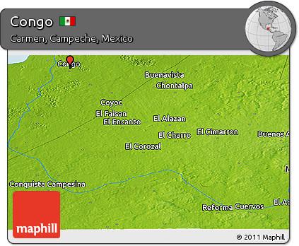 Physical Panoramic Map of Congo