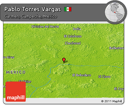Physical Panoramic Map of Pablo Torres Vargas
