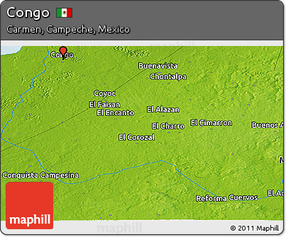 Physical Panoramic Map of Congo
