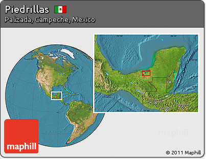 Satellite Location Map of Piedrillas