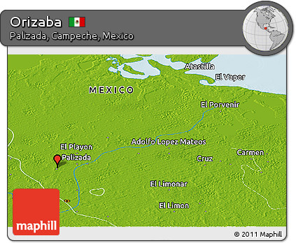 Physical Panoramic Map of Orizaba