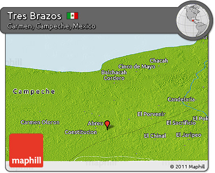 Physical Panoramic Map of Tres Brazos