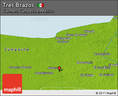 Physical Panoramic Map of Tres Brazos