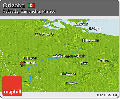Physical Panoramic Map of Orizaba