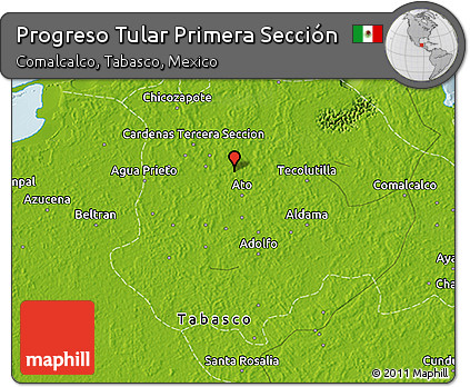 Physical 3D Map of Progreso Tular Primera Sección