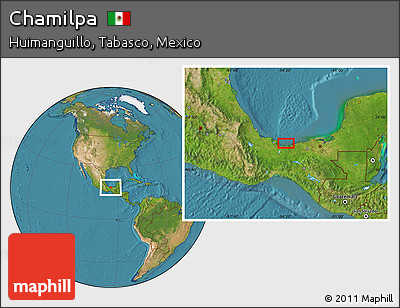 Satellite Location Map of Chamilpa
