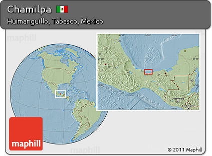 Savanna Style Location Map of Chamilpa, hill shading