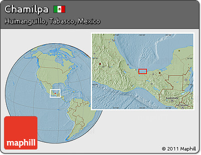 Savanna Style Location Map of Chamilpa, hill shading