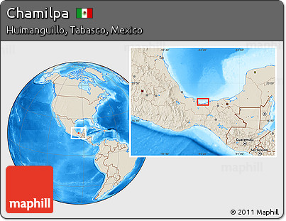 Shaded Relief Location Map of Chamilpa