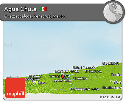 Physical Panoramic Map of Agua Chula