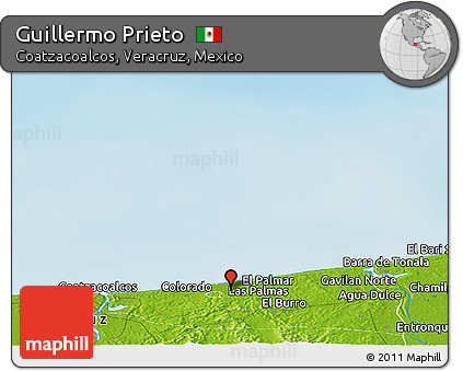 Physical Panoramic Map of Guillermo Prieto