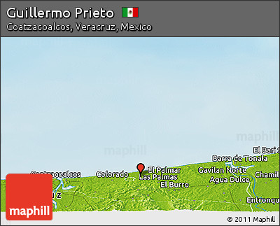Physical Panoramic Map of Guillermo Prieto