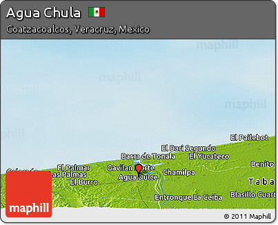 Physical Panoramic Map of Agua Chula
