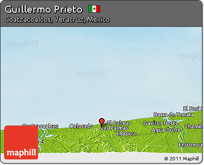 Physical Panoramic Map of Guillermo Prieto