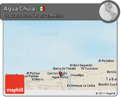Shaded Relief Panoramic Map of Agua Chula
