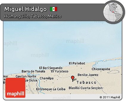 Shaded Relief Panoramic Map of Miguel Hidalgo