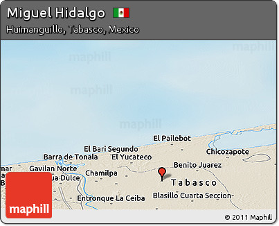 Shaded Relief Panoramic Map of Miguel Hidalgo