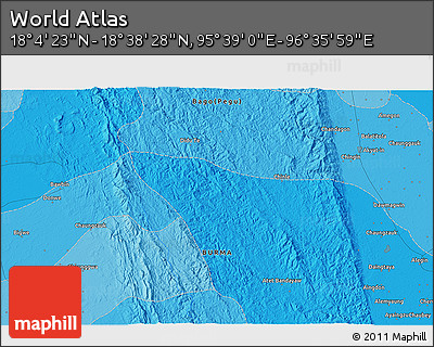 Political 3D Map of the Area around 18° 21' 26" N, 96° 7' 30" E