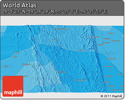 Political 3D Map of the Area around 18° 21' 26" N, 96° 7' 30" E