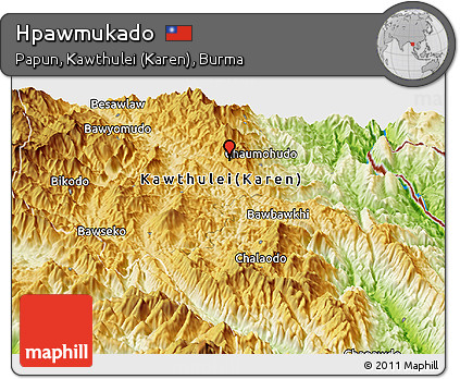 Physical Panoramic Map of Hpawmukado