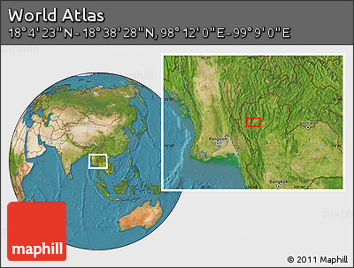 Satellite Location Map of the Area around 18° 21' 26" N, 98° 40' 30" E
