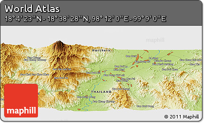 Physical Panoramic Map of the Area around 18° 21' 26" N, 98° 40' 30" E