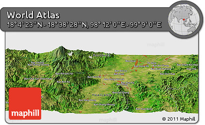 Satellite Panoramic Map of the Area around 18° 21' 26" N, 98° 40' 30" E