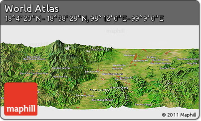 Satellite Panoramic Map of the Area around 18° 21' 26" N, 98° 40' 30" E