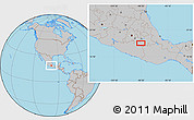 Gray Location Map of the area around 18° 21' 26" N, 98° 31' 30" W