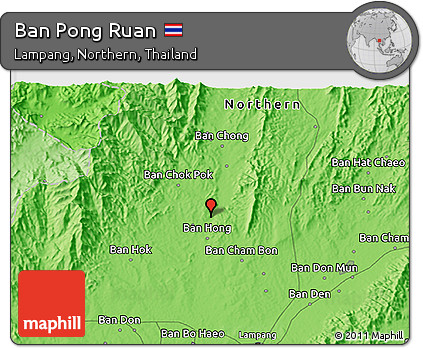 Political 3D Map of Ban Pong Ruan