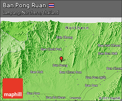 Political 3D Map of Ban Pong Ruan