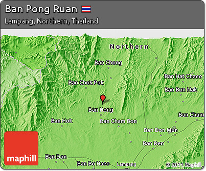 Political 3D Map of Ban Pong Ruan