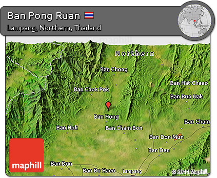 Satellite 3D Map of Ban Pong Ruan