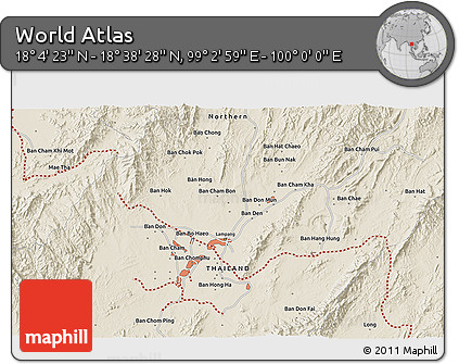 Shaded Relief 3D Map of the Area around 18° 21' 26" N, 99° 31' 30" E