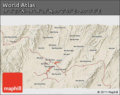 Shaded Relief 3D Map of the Area around 18° 21' 26" N, 99° 31' 30" E