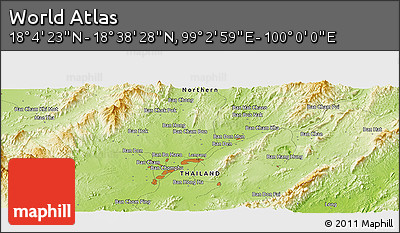 Physical Panoramic Map of the Area around 18° 21' 26" N, 99° 31' 30" E
