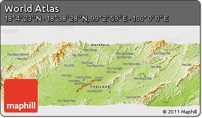 Physical Panoramic Map of the Area around 18° 21' 26" N, 99° 31' 30" E