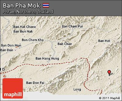 Shaded Relief Panoramic Map of Ban Pha Mok