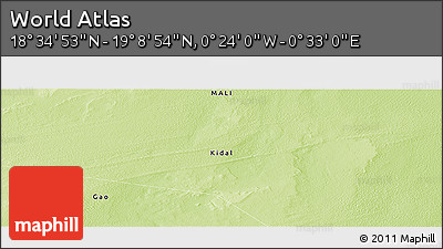 Physical Panoramic Map of the Area around 18° 51' 53" N, 0° 4' 30" E