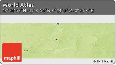 Physical Panoramic Map of the Area around 18° 51' 53" N, 0° 4' 30" E