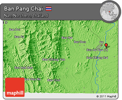 Political 3D Map of Ban Pang Chai