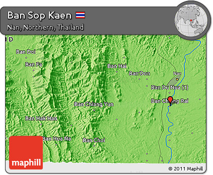 Political 3D Map of Ban Sop Kaen