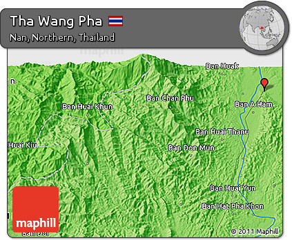 Political 3D Map of Tha Wang Pha