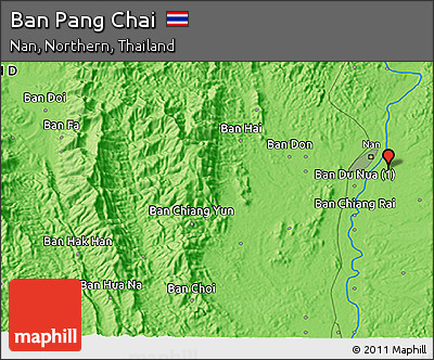 Political 3D Map of Ban Pang Chai