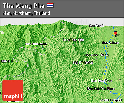Political 3D Map of Tha Wang Pha