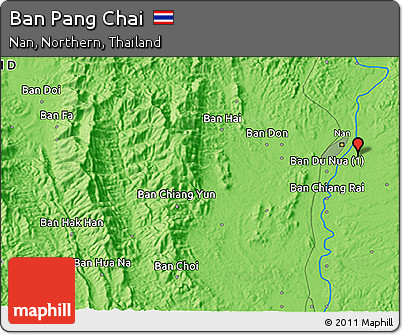 Political 3D Map of Ban Pang Chai