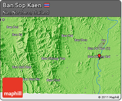 Political 3D Map of Ban Sop Kaen
