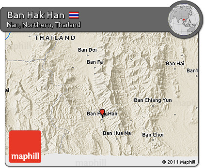 Shaded Relief 3D Map of Ban Hak Han
