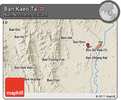Shaded Relief 3D Map of Ban Kaeo Ta