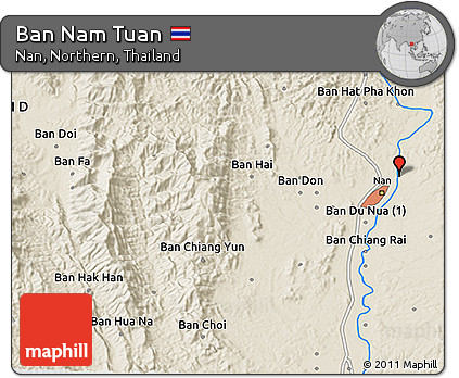 Shaded Relief 3D Map of Ban Nam Tuan